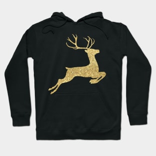 Gold Faux Glitter Christmas Reindeer Hoodie